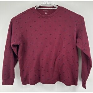 Lacoste Waffle Knit Sleepwear Long Sleeve Pullover Shirt Maroon Size‎ XL